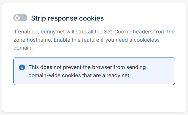 Strip Response Cookies disabled